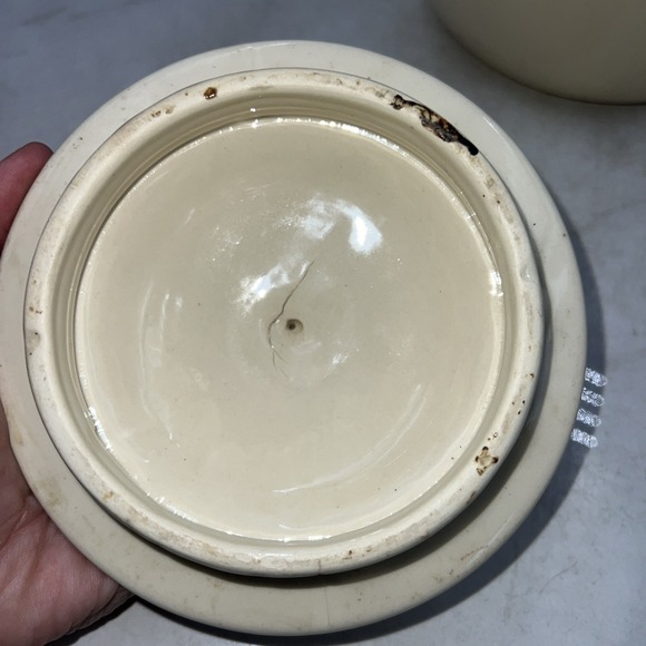 VTG McCoy Pottery Cannister w/ Lid Large Cookie Jar USA Blue and Pink Band 9" - Picture 9 of 13